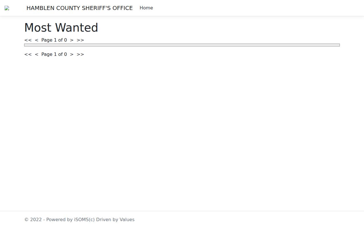 Empty Hamblen County Most Wanted arrest lookup interface