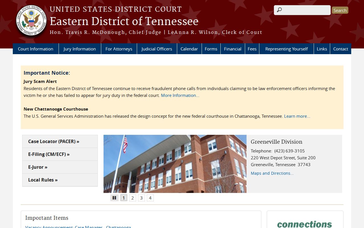 Eastern District of Tennessee federal court for Hamblen County cases