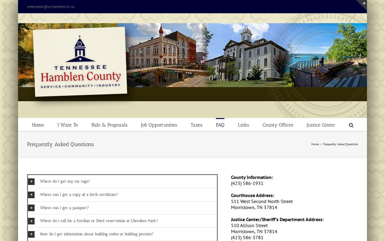 Hamblen County criminal record office and justice center information
