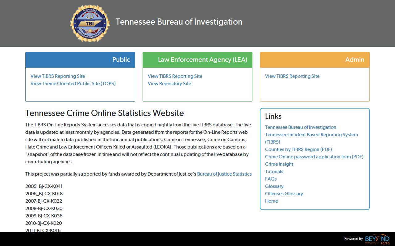 TBI CrimeInsight filters for Morristown Police criminal records