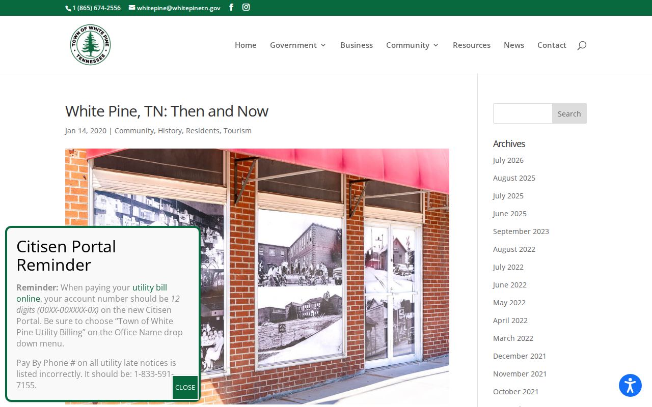 Official historical account of White Pine Tennessee