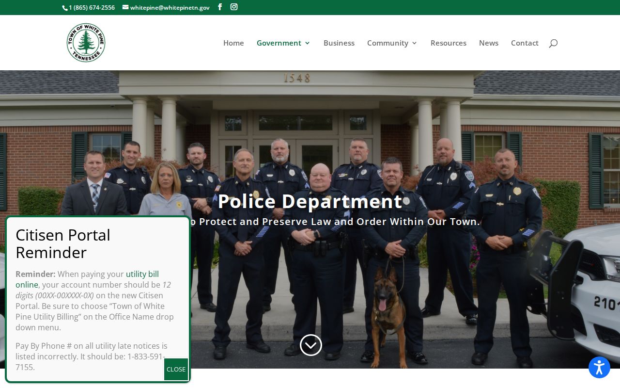 Official White Pine Police Department web page